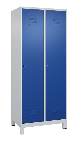 C+P Umkleidespind Classic PLUS, Füße, 2 Abteile, 1950x800x500mm, 7035/5010, Zylinderschlösser, 080010-22 S10018