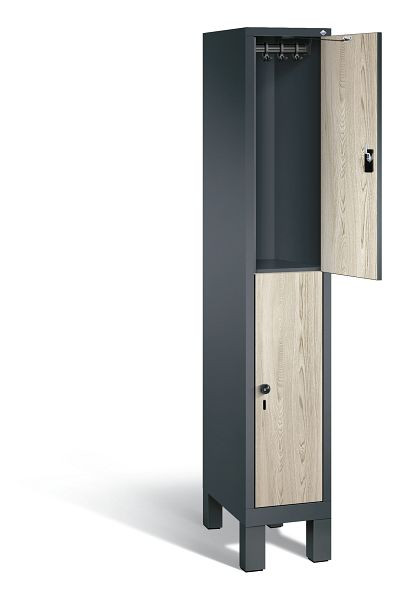 C+P Spind doppelstöckig Evolo, H1850xB320xT500mm, Farbe: Anthrazitgrau / Dekor Sen-Esche, 48310-10 S10106