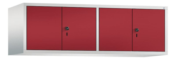 C+P Aufsatz-Garderobenschrank Evolo, 4 Abteile, H500xB1590xT500 mm, Lichtgrau/Rubinrot, 48092-42 S10010