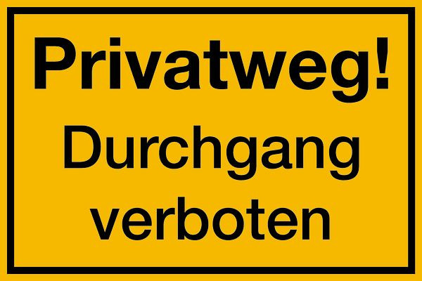 Schilder Klar Grundstücksbeschilderung Privatweg, 300x200x1.5 mm Kunststoff, 873/71