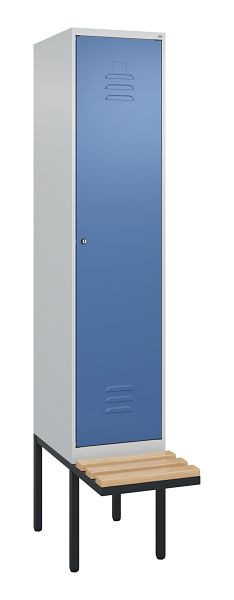 C+P Umkleidespind Classic PLUS, 2120x400x815mm, 7035/5023, Zylinderschloss, Buche-Sitzleisten, 0800407-12 S10049