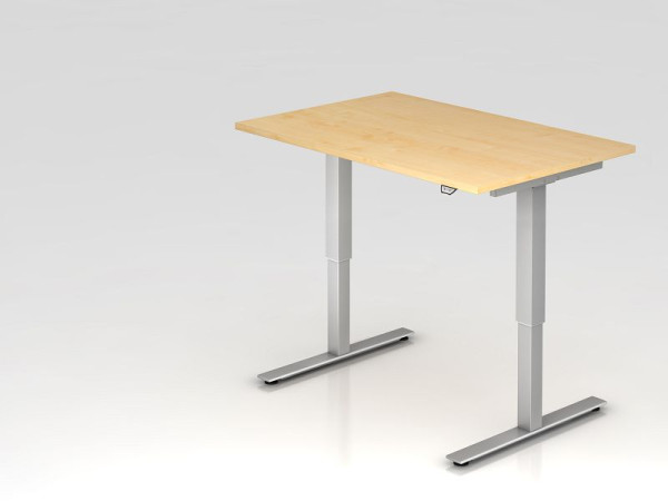 Hammerbacher Sitz-Steh-Schreibtisch elektrisch 120x80cm Ahorn, Arbeitshöhe 73 - 119 cm, VXMST12/3/S