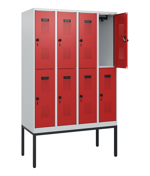 C+P Doppelstock-Spind Evolo PLUS, Gestell, 8 Fächer, 1950x1200x500mm, 7035/3000, Drehriegel, 0493305-40 S10003