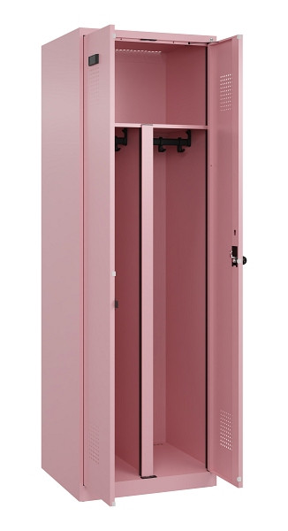 C+P PSA Schwarz-Weiß-Spind Evolo PLUS, 2 Abteile, 1850x600x500mm, 3015/3015, Drehriegel, 049002-20P S10024