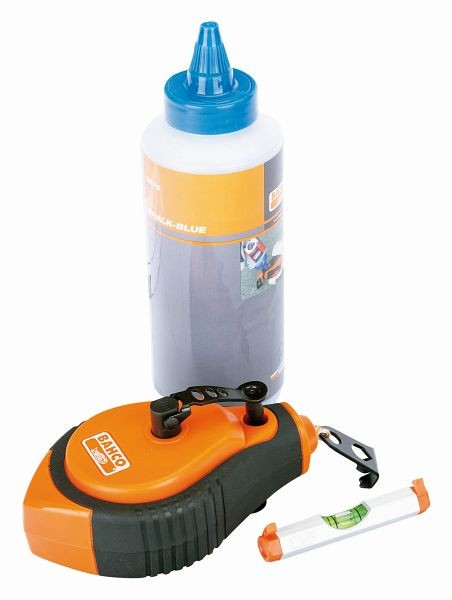 Bahco Set aus Schlagschnur CL-1221, blauem Kreidepulver CHALK-BLUE und einer kleinen Wasserwaage 466-LINE, CL-1221-SET