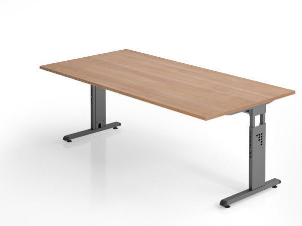 Hammerbacher Schreibtisch OS2E, 200 x 100 cm, Platte: Nussbaum, 25 mm dick, 2 mm ABS-Kante, Rechteckform, VOS2E/N/G