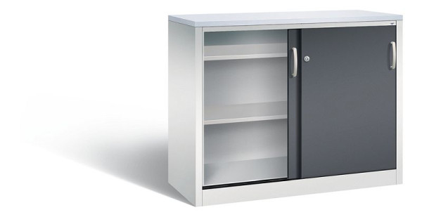 C+P Sideboard mit Schiebetüren Acurado, H1000xB1200xT500mm, Farbe: Lichtgrau / Schwarzgrau, Bügelgriff, 2056-00 S10114