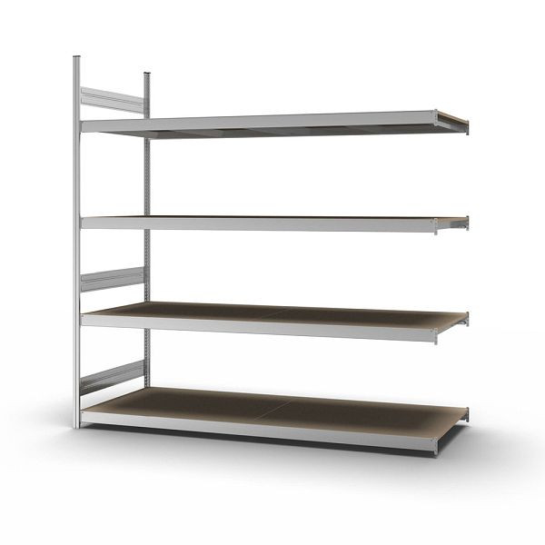 hofe Großfach-Anbauregal, 2500x800x2500 mm, 4 Fachebenen, Spanplatte verzinkt, 350 kg Fachlast, 1750 kg Feldlast, zweiseitige Bedienung, GZA25825S