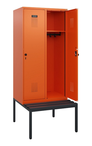 C+P Spind Evolo PLUS, 2 Abteile, 1950x800x815mm, 2004/2004, Drehriegel, Sitzfläche Kunststoff, Sitzbank, 0490505-22 S10077