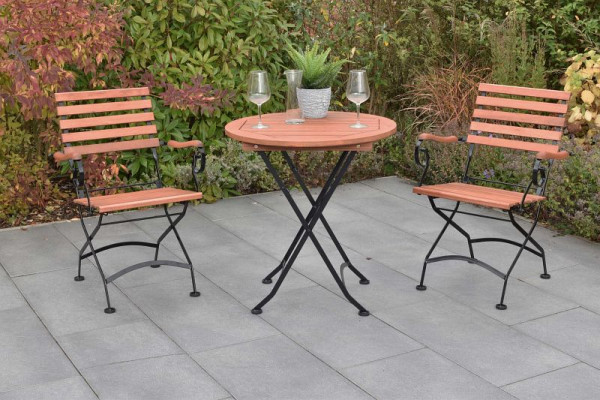 Merxx Schlossgarten Set 3-teilig, 2 Schlossgarten Klappsessel, 1 Schlossgarten Klapptisch, Ø 70 cm, 50139-217