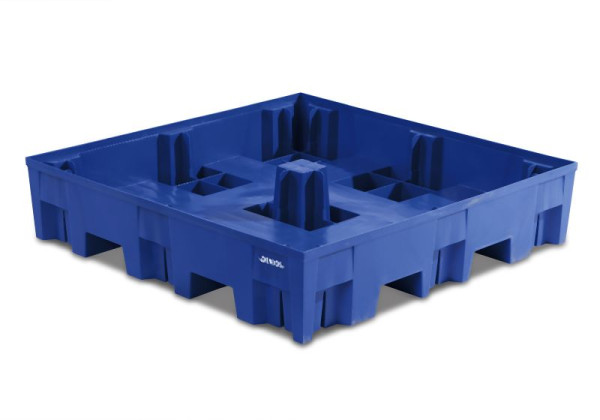 DENIOS Auffangwanne aus Polyethylen (PE) für 4 Fässer à 200 Liter, 1235 x 1235 x 275 mm, 328286