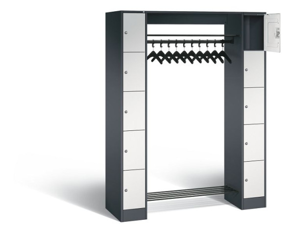 C+P Offene Garderobe Serie 8070, H1950xB1430xT480mm, Farbe: Schwarzgrau / Lichtgrau, 80710-00 S10029