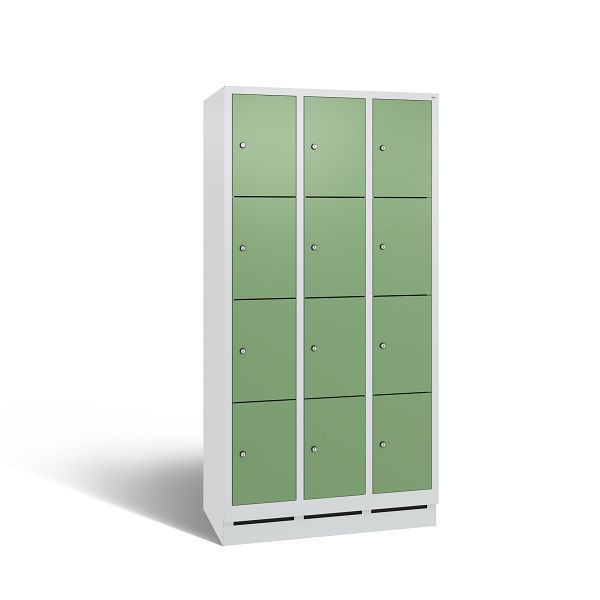 C+P Schließfachschrank Evolo, 12 Fächer, H1800xB900xT500 mm, Grau/Resedagrün, 48020-304 S10070