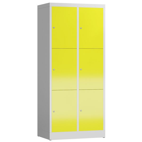 Lüllmann ClassiX Schließfachschrank, 2 Abteile à 3 Fächer, 1800 x 800 x 500 mm, lichtgrau/zinkgelb, X-523326