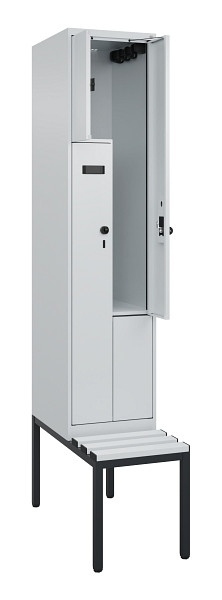 C+P Z-Spind Evolo PLUS, Bank, 2 Fächer, 2120x400x815mm, 7035/7035, Drehriegel, Sitzfläche Kunststoff, Sitzbank, 0490537-122 S10067