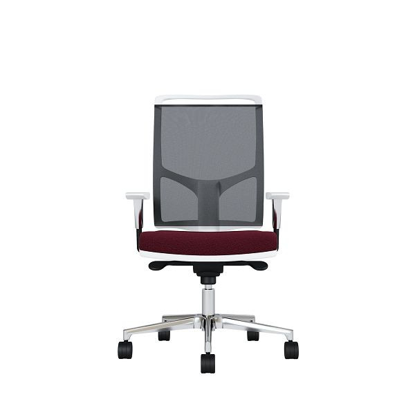 Bisley Bürodrehstuhl Zed, Weißes Kunststoff, Höhenverstellbare Armlehnen, Fußkreuz und Armlehnen aus Aluminium, NE0234 bordeaux, ZEDALLWNE0234