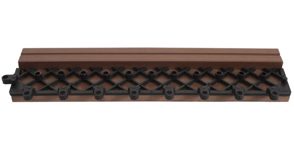 Mendler 2er-Set Abschlussleiste für WPC Bodenfliese Rhone, Abschlussprofil, Holzoptik Terrasse, coffee gerade mit Haken, 65085