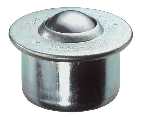 BS Rollen Kugelrolle, Tragfähigkeit 190 kg, dw 30 mm, Gehäuse Stahl, Kugeln Stahl, alle Teile nichtrostender Stahl, E34.030