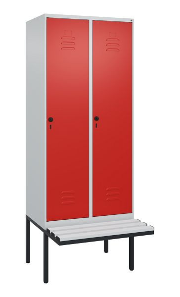 C+P Umkleidespind Classic PLUS, 2 Abteile, 2120x800x815mm, 7035/3020, Drehriegel, 0800407-22 S10032