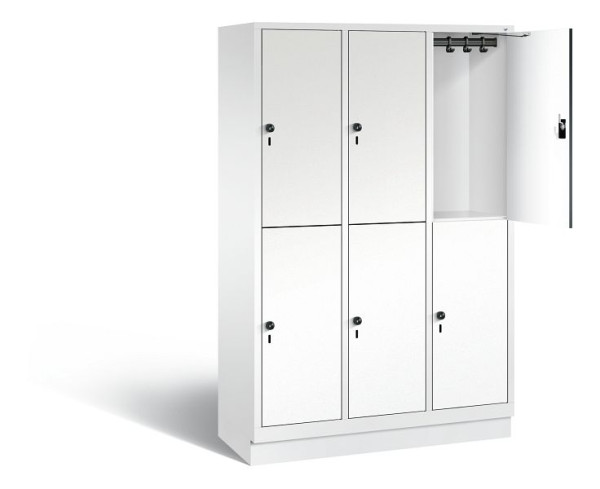 C+P Spind doppelstöckig Evolo, H1800xB1200xT500mm, Farbe: Verkehrsweiß / Dekor Weiß, 48320-32 S10550