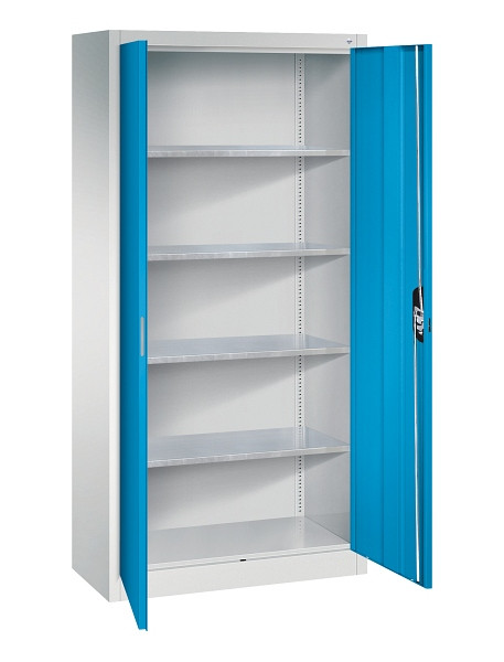C+P Flügeltürenschrank Acurado, H1950xB930xT400mm, 7035/5012, Traglast 70 kg, 8920-00 S11210
