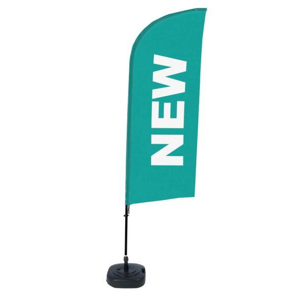 Showdown Displays Beachflag Alu Wind Komplett-Set Neu Türkis Englisch, BFAW310-WT21-I80
