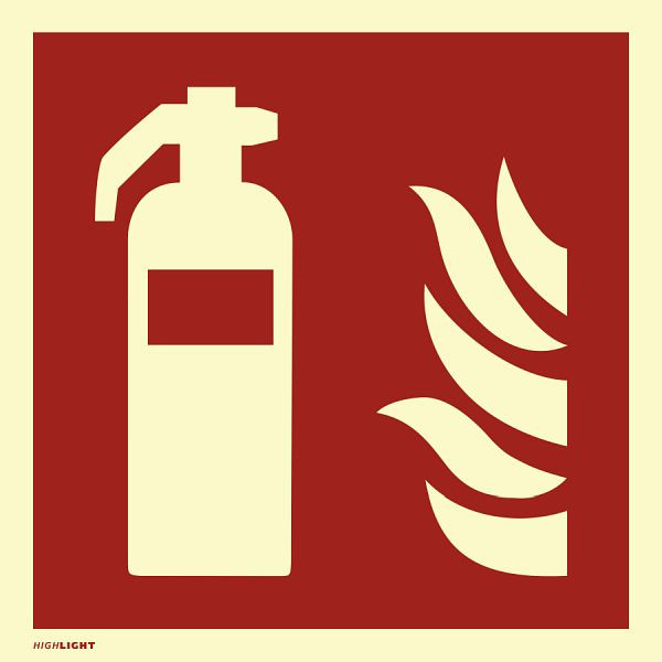 Moedel Feuerlöscher ISO 7010, Folie, langnachleuchtend, 160-mcd, 100x100 mm, 57116