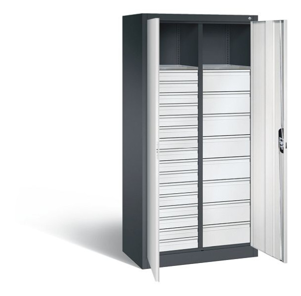 C+P Werkzeugschrank Acurado, H1950xB930xT500mm, Farbe: Schwarzgrau / Lichtgrau, Muldengriff, 8921-303 S10069