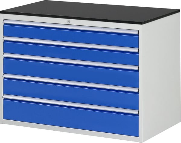 RAU Schubladenschrank Serie 7000, B1145xT650xH820mm, Schubladen: 2xH120, 2xH150, 1xH180mm, Arbeitsplatte melaminharzbeschichtet, 03-XXL5.11A-M.11