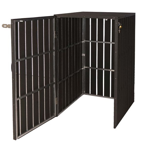Mendler XL 1er-/2er-WPC-Mülltonnenverkleidung HWC-J28, Mülltonnenbox, Metall Holzoptik, erweiterbar, anthrazit, 75981+75982