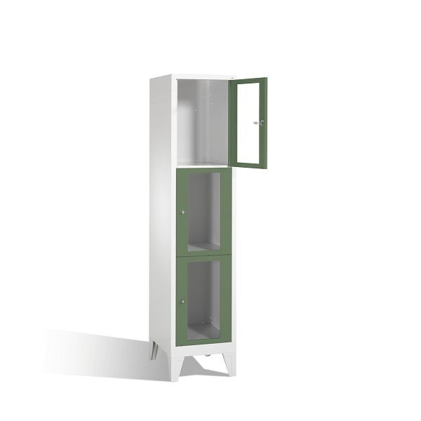 C+P Schließfachschrank Classic, H1850xB420xT500mm, Farbe: Lichtgrau / Resedagrün, 8010A123 S10005