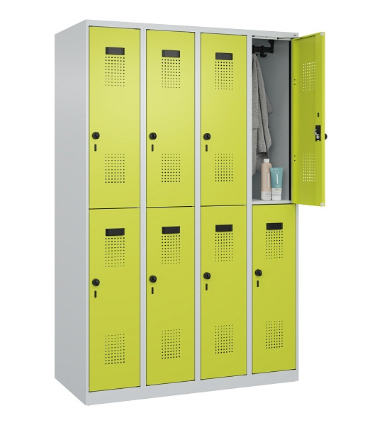 C+P Doppelstöckiger Spind Evolo PLUS, 8 Fächer, 1850x1200x500mm, 7035/0024, Drehriegel, 049300-40 S10015