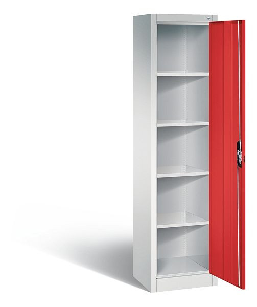C+P Büroschrank Acurado, H1950xB502xT400mm, Farbe: Lichtgrau / feuerrot, Muldengriff, 5 OH, 9234-000 S10197