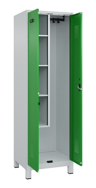 C+P Putzmittel-Spind Evolo PLUS, mit Füßen, 2 Abteile, 1950x600x500mm, 7035/603, Zylinderschloss, 049110-00 S10038