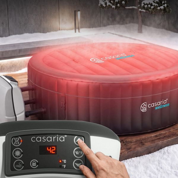 casaria Whirlpool aufblasbar Schwarz rund 6 Personen 20-42°C winterfest, 997807