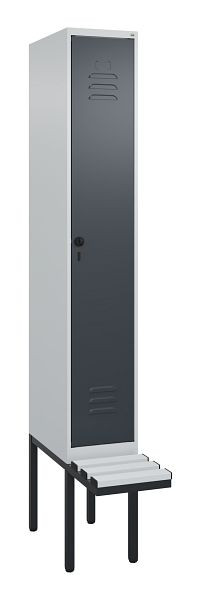 C+P Umkleidespind Classic PLUS, 2120x300x815mm, 7035/7016, Drehriegel, je 2 Doppel-Haken, 0800407-10F S10038