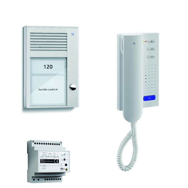 TCS Türkontrollsystem audio:pack AP für 1 Wohneinheit, mit Außenstation PAK 1 Klingeltaste, 1x Türtelefon ISH3130, Steuergerät BVS20, PSC2110-0000