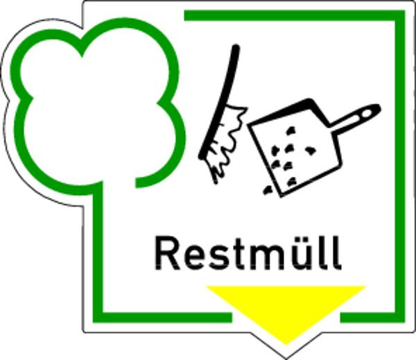 Schilder Klar Recyclingschild Restmüll, 125x108 mm Folie selbstklebend, 2119/64