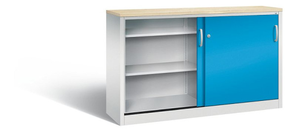 C+P Sideboard mit Schiebetüren Acurado, H1000xB1600xT400mm, Farbe: Lichtgrau / Lichtblau, Bügelgriff, 2146-00 S10142