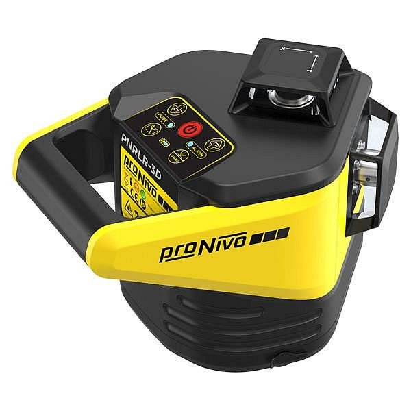 proNIVO Rotationslaser horizontal/vertikal/vertikal, manuell neigbar, mit rotem Strahl, inklusive Handempfänger mm-Anzeige PNRLD-MM, S205-PNRLR-3D-SET2
