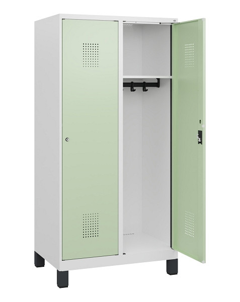 C+P Spind Evolo PLUS, Füße, 2 Abteile, 1630x800x500mm, 9016/6019, Zylinderschloss, 0490105-22 S10046