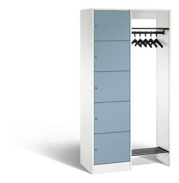 C+P Garderobe Serie 8070, H1950xB960xT480 mm, Weiß/Horizontblau, 82700-00 S10384