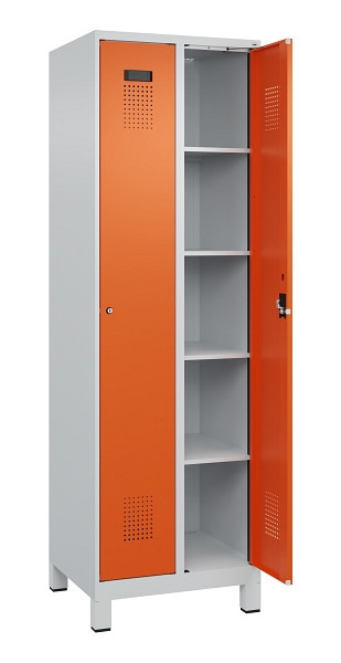 C+P Wäsche-Spind Evolo PLUS, mit Füßen, 2 Abteile, 1950x600x500mm, 7035/2004, Verschluss Zylinderschloss, Ablageböden 8, 049010-20B S10029