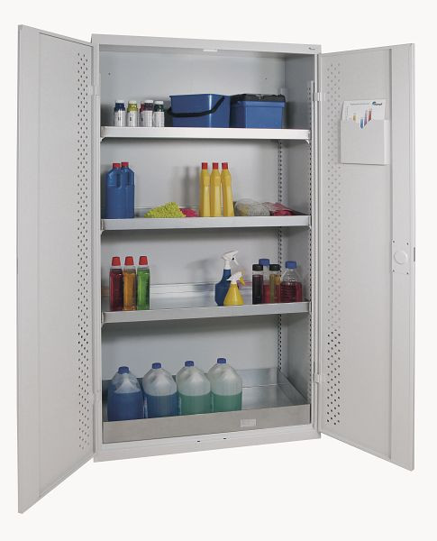stumpf Chemikalienschrank, Abmessung 1950x1000x500 mm (HxBxT), RAL 7035/7035, StawaR-Bodenwanne und 3 Wannen dichtgeschweißt, 7599107