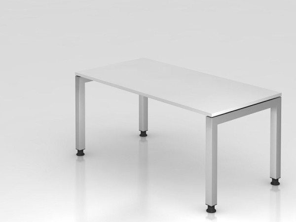 Hammerbacher Schreibtisch U-Fuß eckig 160x80cm Weiß, Rechteckform, schwebende Platte, VJS16/W/S
