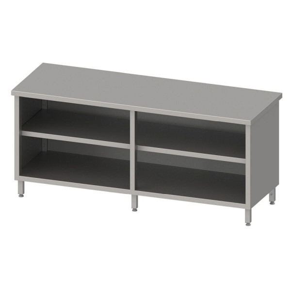 Stalgast Arbeitsschrank offen mit Grund-und Zwischenboden 2000x600x850mm, ohne Aufkantung, verschweißt, VAS20600