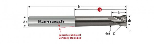 Karnasch VHM-Gesenkfräser kurz HSC/HHC d= 10,0 r= 2,0 UFX-3, 306434100020