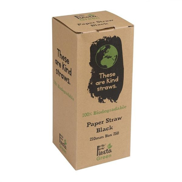 Fiesta Green Kompostierbare Papiertrinkhalme schwarz, VE: 250 Stück, DE926