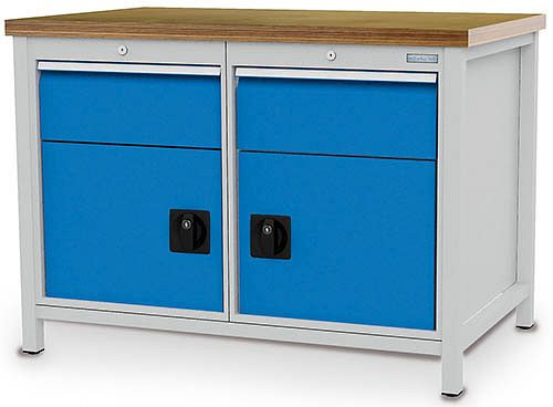 Bedrunka+Hirth Kastenwerkbank Serie 1200 R18-24, 2 x 200 mm, Schubladen-Vollauszug, 1200 x 750 x 959 mm, 03.12.17V9
