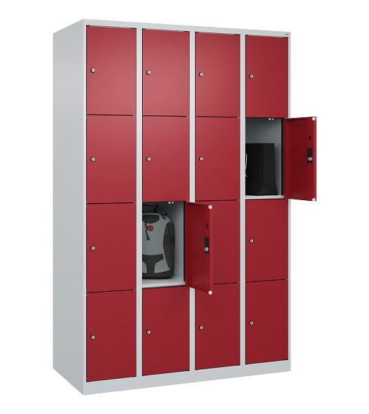 C+P Schließfachschrank Evolo PLUS, 16 Fächer, 1850x1200x500mm, 7035/3003, 049000-404 S10004